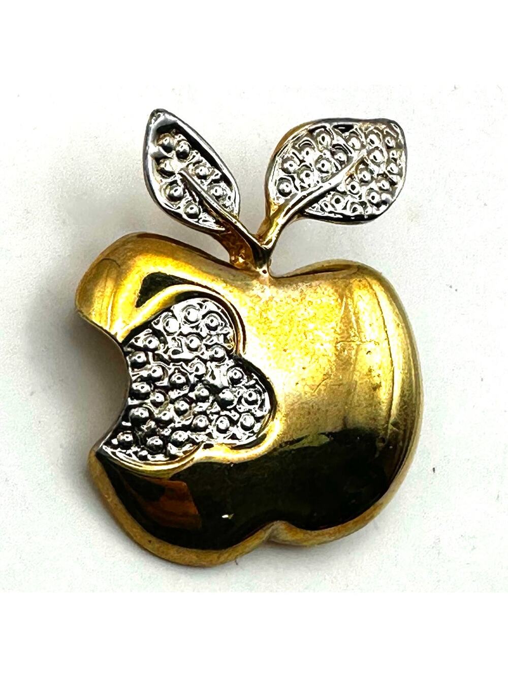 Park Lane Brooch Pin Golden Apple Bite out of Gold  tone Silver Retro Vintage